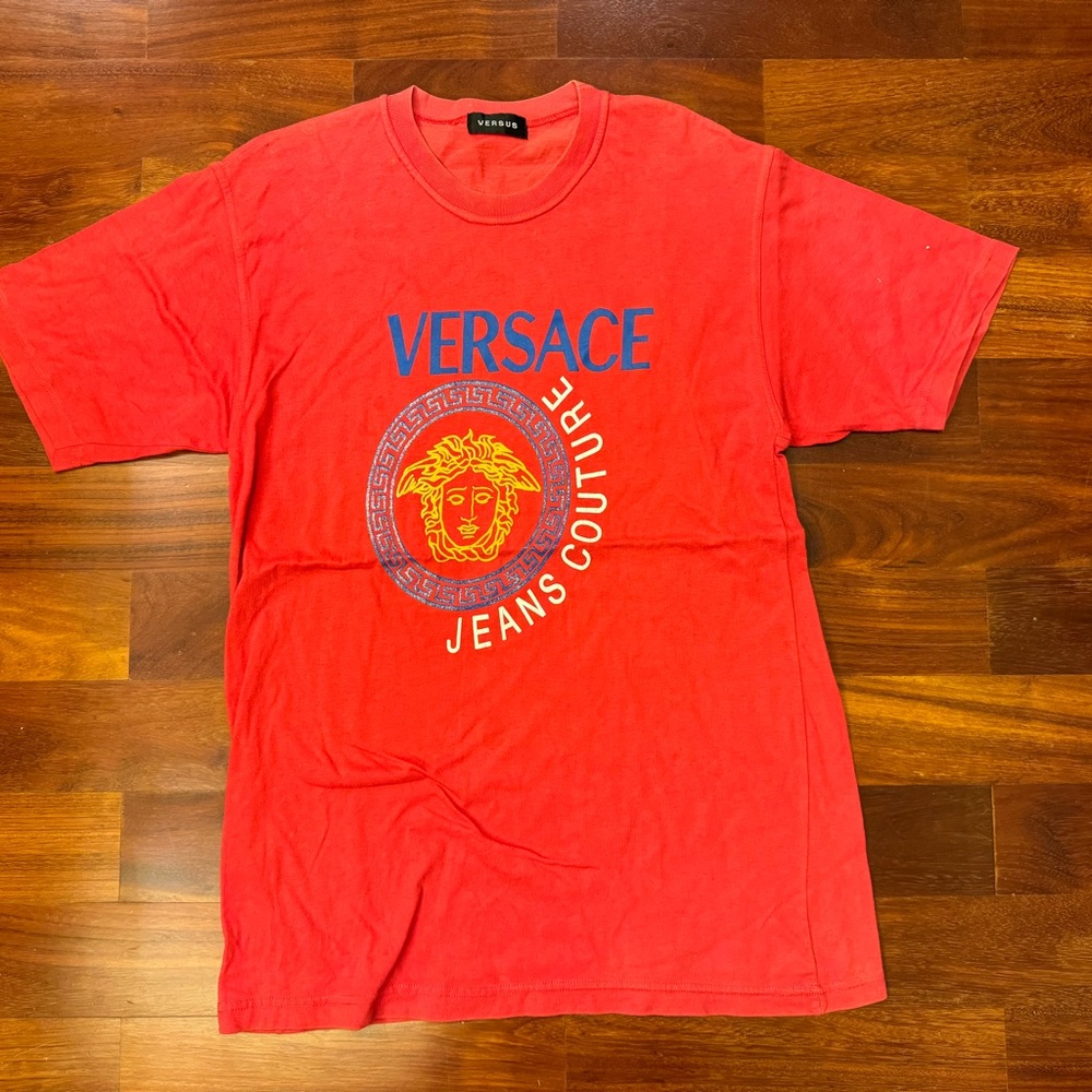 Versace Red and Blue Graphic Tee